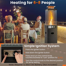 Load image into Gallery viewer, 40,000 BTU Outdoor Propane Patio Heater with Tempered Glass Tube, Wheels &amp; Cover, CSA Certified Stainless Steel Burner for Porch, Backyard