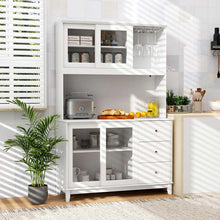 Load image into Gallery viewer, 73" Kitchen Pantry Storage Cabinet with LED Lights &amp; Power Outlet, Kitchen Hutch Buffet Cabinet for Dining Room