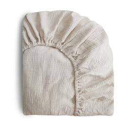 Mushie Extra Soft Muslin Crib Sheet (Fog)