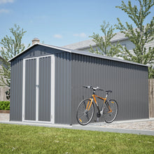 Load image into Gallery viewer, AECOJOY 8x12 FT Outdoor Metal Storage Shed with Additional Side Door, Large Tool Shed with 2 Lockable Doors