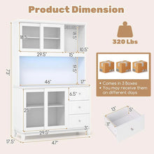 Load image into Gallery viewer, 73" Kitchen Pantry Storage Cabinet with LED Lights &amp; Power Outlet, Kitchen Hutch Buffet Cabinet for Dining Room