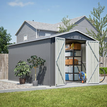 Load image into Gallery viewer, AECOJOY 8x12 FT Outdoor Metal Storage Shed with Additional Side Door, Large Tool Shed with 2 Lockable Doors