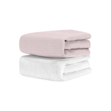 Load image into Gallery viewer, Newton Baby 2-Pack Organic Cotton Breathable Crib Sheets in Sunrise Pink/Solid White