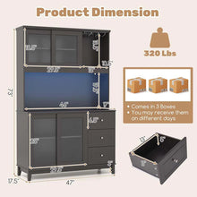 Load image into Gallery viewer, 73" Kitchen Pantry Storage Cabinet with LED Lights &amp; Power Outlet, Kitchen Hutch Buffet Cabinet for Dining Room