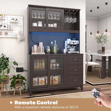 Load image into Gallery viewer, 73" Kitchen Pantry Storage Cabinet with LED Lights &amp; Power Outlet, Kitchen Hutch Buffet Cabinet for Dining Room