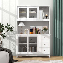 Load image into Gallery viewer, 73" Kitchen Pantry Storage Cabinet with LED Lights &amp; Power Outlet, Kitchen Hutch Buffet Cabinet for Dining Room