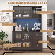 Load image into Gallery viewer, 73" Kitchen Pantry Storage Cabinet with LED Lights &amp; Power Outlet, Kitchen Hutch Buffet Cabinet for Dining Room