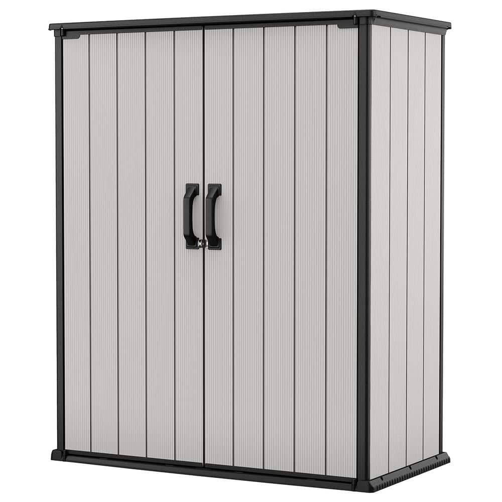 Keter Premier Tall Resin Outdoor Storage Shed with Shelving Brackets for Patio Furniture