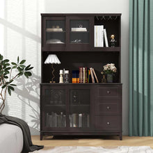 Load image into Gallery viewer, 73" Kitchen Pantry Storage Cabinet with LED Lights &amp; Power Outlet, Kitchen Hutch Buffet Cabinet for Dining Room