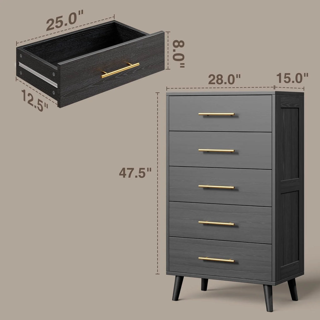 Lofka King Bedroom Furniture Set - Includes One King Bed Frame, Two Nightstands and 2 Dressers for Modern Home Decor