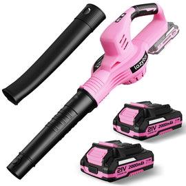 Leaf Blower Cordless with 2 Batteries and Charger, 150MPH Pink Electric Leaf Blower, 2.0Ah Battery Powered Leaf Blowers for Lawn Care, Patio, and