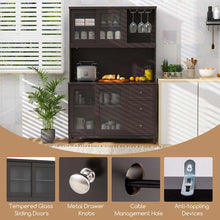 Load image into Gallery viewer, 73" Kitchen Pantry Storage Cabinet with LED Lights &amp; Power Outlet, Kitchen Hutch Buffet Cabinet for Dining Room