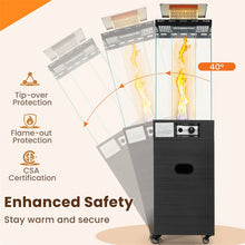 Load image into Gallery viewer, 40,000 BTU Outdoor Propane Patio Heater with Tempered Glass Tube, Wheels &amp; Cover, CSA Certified Stainless Steel Burner for Porch, Backyard