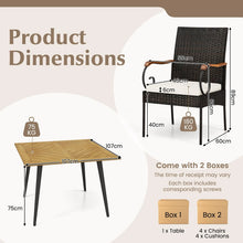 Load image into Gallery viewer, Tangkula 5 Pieces Patio PE Wicker Dining Set, 42.5” Square Acacia Wood Dining Table and Chairs with Cushions