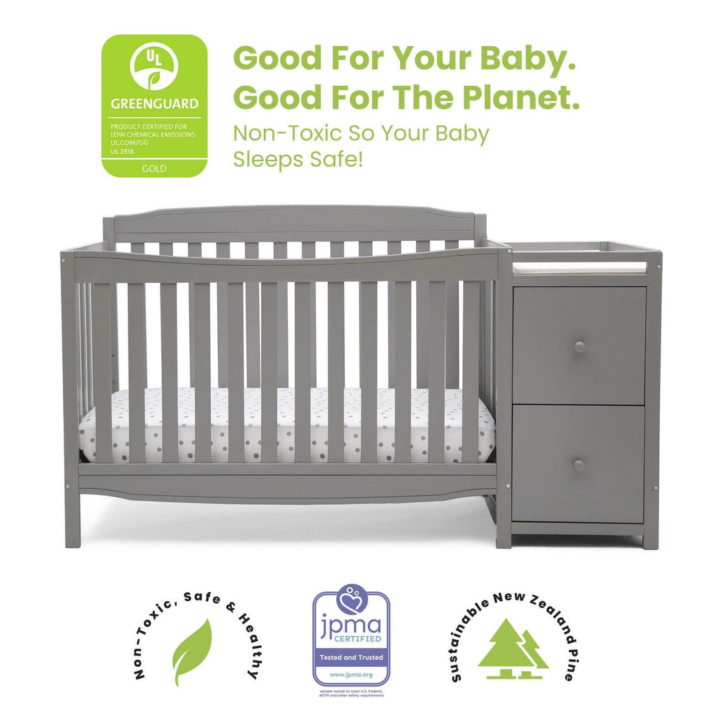 Delta Children Mason 6 - in - 1 Convertible Crib and Changer. Gray