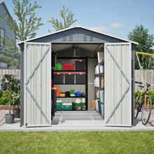 Load image into Gallery viewer, AECOJOY 8x12 FT Outdoor Metal Storage Shed with Additional Side Door, Large Tool Shed with 2 Lockable Doors