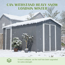 Load image into Gallery viewer, AECOJOY 8x12 FT Outdoor Metal Storage Shed with Additional Side Door, Large Tool Shed with 2 Lockable Doors