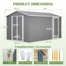 Load image into Gallery viewer, AECOJOY 8x12 FT Outdoor Metal Storage Shed with Additional Side Door, Large Tool Shed with 2 Lockable Doors