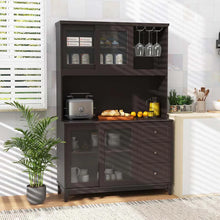 Load image into Gallery viewer, 73" Kitchen Pantry Storage Cabinet with LED Lights &amp; Power Outlet, Kitchen Hutch Buffet Cabinet for Dining Room