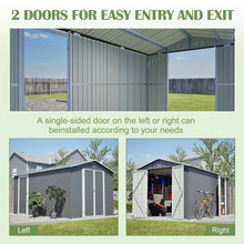 Load image into Gallery viewer, AECOJOY 8x12 FT Outdoor Metal Storage Shed with Additional Side Door, Large Tool Shed with 2 Lockable Doors