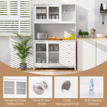 Load image into Gallery viewer, 73" Kitchen Pantry Storage Cabinet with LED Lights &amp; Power Outlet, Kitchen Hutch Buffet Cabinet for Dining Room