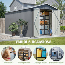 Load image into Gallery viewer, AECOJOY 8x12 FT Outdoor Metal Storage Shed with Additional Side Door, Large Tool Shed with 2 Lockable Doors