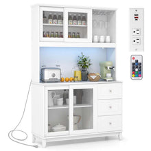 Load image into Gallery viewer, 73" Kitchen Pantry Storage Cabinet with LED Lights &amp; Power Outlet, Kitchen Hutch Buffet Cabinet for Dining Room