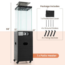 Load image into Gallery viewer, 40,000 BTU Outdoor Propane Patio Heater with Tempered Glass Tube, Wheels &amp; Cover, CSA Certified Stainless Steel Burner for Porch, Backyard
