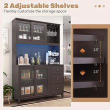 Load image into Gallery viewer, 73" Kitchen Pantry Storage Cabinet with LED Lights &amp; Power Outlet, Kitchen Hutch Buffet Cabinet for Dining Room