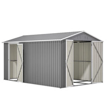 Load image into Gallery viewer, AECOJOY 8x12 FT Outdoor Metal Storage Shed with Additional Side Door, Large Tool Shed with 2 Lockable Doors