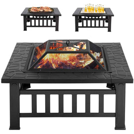 Outdoor Fire Pit MetalFire Bowl Fireplace Backyard Patio Garden Stove with Spark Screen and Safety Poker (32 Inches)