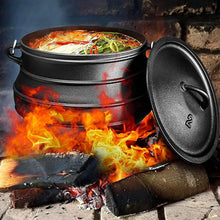 Load image into Gallery viewer, Bruntmor 8 - Quart Pre - Seasoned Cast Iron Cauldron - African Potjie Pot with Lid - 3 - Legged Pot for Even Heat Distribution - Outdoor Cast Iron Dutch Oven Cookware for Campfire Cooking and Boiling