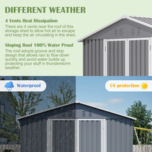 Load image into Gallery viewer, AECOJOY 8x12 FT Outdoor Metal Storage Shed with Additional Side Door, Large Tool Shed with 2 Lockable Doors