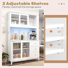 Load image into Gallery viewer, 73" Kitchen Pantry Storage Cabinet with LED Lights &amp; Power Outlet, Kitchen Hutch Buffet Cabinet for Dining Room